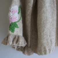 SOFIO GONGLI FRILL SLEEVE KNIT CARDIGAN GREIGE