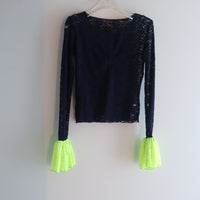 ANIGIG BELL SLEEVE LACE HENLEY TOP