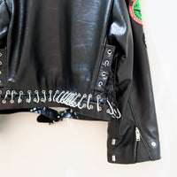 CHOPOVA LOWENA PATCH BLACK LEATHER JACKET