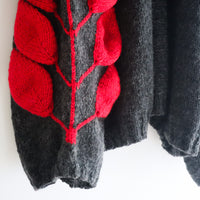 SOFIO GONGLI FLOWER KNIT CARDIGAN DARK GLAY