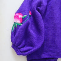 SOFIO GONGLI VOLUME SLEEVE KNIT CARDIGAN PURPLE