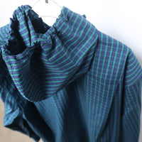 <EXCLUSIVE>MERYLL ROGGE CLASSIC SHIRT WITH HOOD GREEN×BLUE×BLACK CHECK