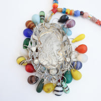 GERALDINE FENN SILVER WITH VINTAGE BEADS NECKLACE