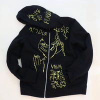 VAVA DUDU EMBROIDERY HOODIE BLACK×YELLOW