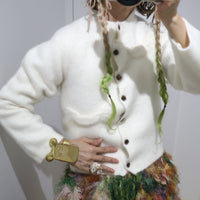 PILLINGS WHITE CARDIGAN