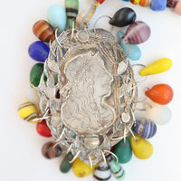 GERALDINE FENN SILVER WITH VINTAGE BEADS NECKLACE