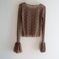 ANIGIG BELL SLEEVE LACE HENLEY TOP