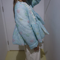 ANIGIG PUDDING COAT SHORT FLOWER×LIGTH BLUE