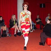 ADAM JONES STRIPE WAIST SCARF SKIRT