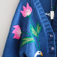SOFIO GONGLI WAVE KNIT CARDIGAN BLUE