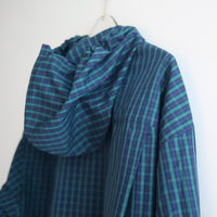 <EXCLUSIVE>MERYLL ROGGE CLASSIC SHIRT WITH HOOD GREEN×BLUE×BLACK CHECK