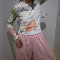 CHOPOVA LOWENA SNOWY PIG FITTED JERSEY TOP