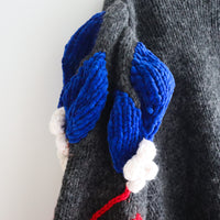 SOFIO GONGLI FLOWER KNIT CARDIGAN DARK GLAY