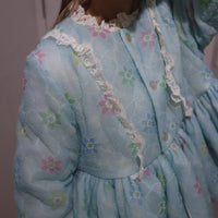 ANIGIG PUDDING COAT SHORT FLOWER×LIGTH BLUE