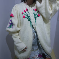 SOFIO GONGLI FLOWER KNIT CARDIGAN "K"