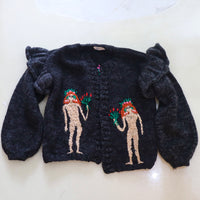 SOFIO GONGLI FRILL KNIT CARDIGAN DARKGRAY