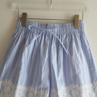 YUHAN WANG LACE TRIMMED STRIPE SHORTS