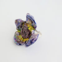 MATHILDE HIRON BIG RING FLOWER PURPLE