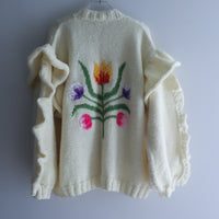 SOFIO GONGLI FLOWER KNIT CARDIGAN "IVORY"