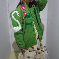 SOFIO GONGLI WAVE KNIT CARDIGAN GREEN “A”
