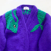 SOFIO GONGLI VOLUME SLEEVE KNIT CARDIGAN PURPLE