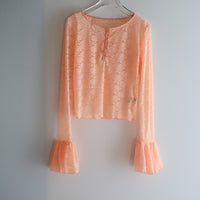 ANIGIG BELL SLEEVE LACE HENLEY TOP