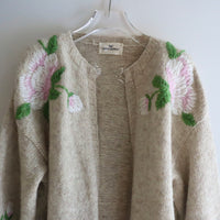 SOFIO GONGLI FRILL SLEEVE KNIT CARDIGAN GREIGE