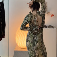 JULIA HEUER HUXLEY SMOCK PLEATED DRESS IN BRUNO