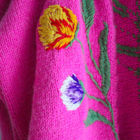 SOFIO GONGLI FLOWER KNIT CARDIGAN PINK