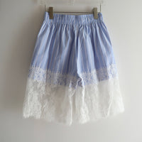 YUHAN WANG LACE TRIMMED STRIPE SHORTS