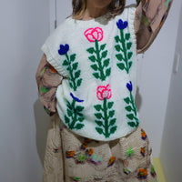 SOFIO GONGLI KNIT VEST WHITE