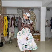 JULIA HEUER KENZA HAND PLEATED SKIRT IN EDWARD PINK