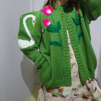 SOFIO GONGLI WAVE KNIT CARDIGAN GREEN “A”