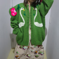 SOFIO GONGLI WAVE KNIT CARDIGAN GREEN “B“