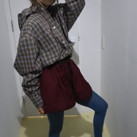 <EXCLUSIVE>MERYLL ROGGE CLASSIC SHIRT WITH HOOD KHAKI BROWN×ORANGE×BLUE CHECK