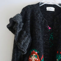 SOFIO GONGLI FRILL KNIT CARDIGAN DARKGRAY