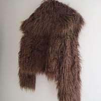 YUHAN WANG ECO FUR PEACOAT “DARK BROWN”