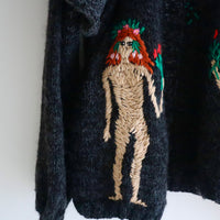 SOFIO GONGLI FRILL KNIT CARDIGAN DARKGRAY