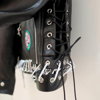 CHOPOVA LOWENA PATCH BLACK LEATHER JACKET