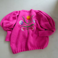 SOFIO GONGLI FLOWER KNIT CARDIGAN PINK