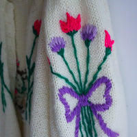 SOFIO GONGLI FLOWER KNIT CARDIGAN "K"