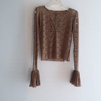 ANIGIG BELL SLEEVE LACE HENLEY TOP