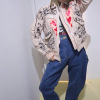 VAVA DUDU EMBROIDERY MA-1 JACKET PINK BEIGE (A)