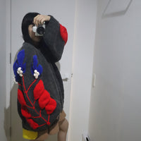 SOFIO GONGLI FLOWER KNIT CARDIGAN DARK GLAY