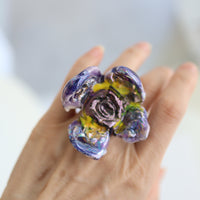 MATHILDE HIRON BIG RING FLOWER PURPLE