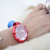 IMAGO ALUMINUM BANGLE QUARTZ-IN-QUAERTZ