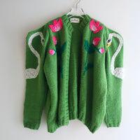 SOFIO GONGLI WAVE KNIT CARDIGAN GREEN “A”