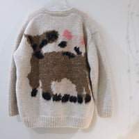 WILD ANIMALS HAND KNITTED CARDIGAN PUG, GOATS