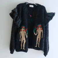 SOFIO GONGLI FRILL KNIT CARDIGAN DARKGRAY