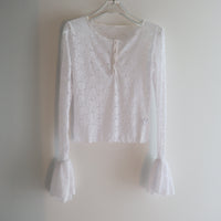 ANIGIG BELL SLEEVE LACE HENLEY TOP